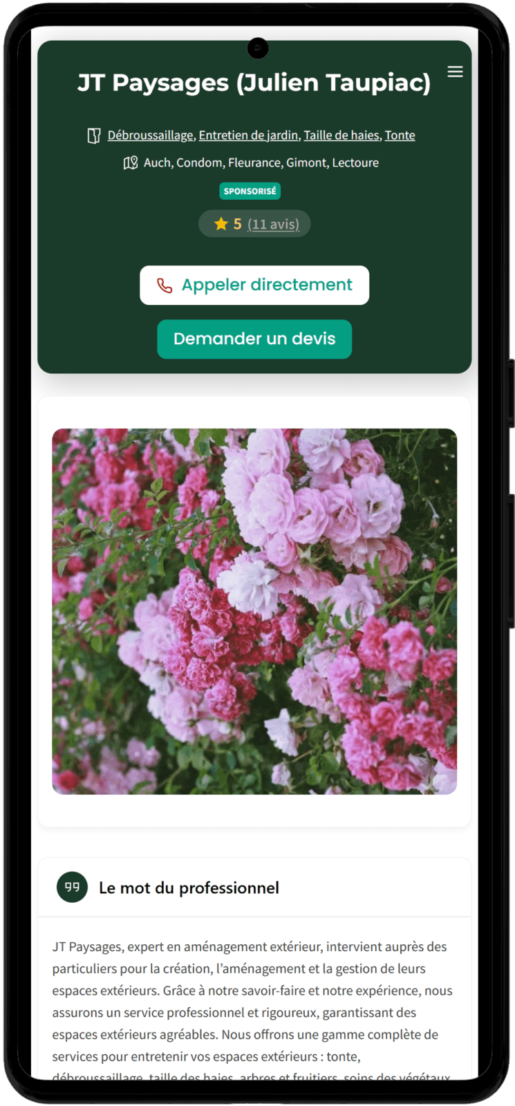Exemple fiche pro - Mobile